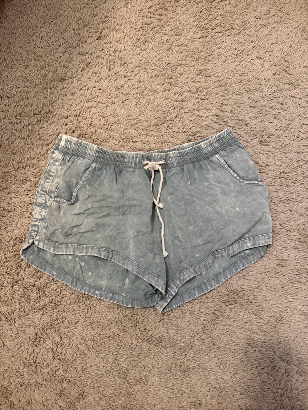 Ocean Drive Washed Light Green Drawstring Athletic Shorts